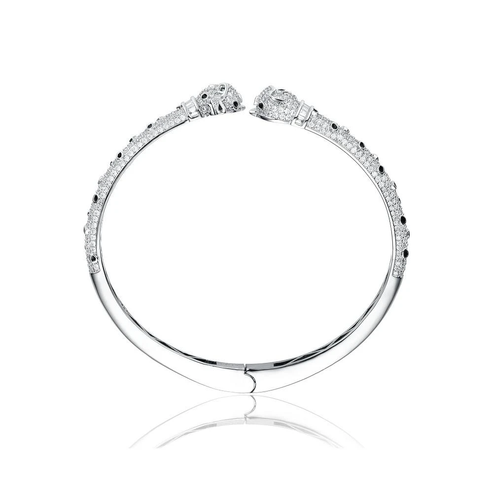 商品Rachel Glauber|RA Cubic Zirconia White Gold Plated Fauna Bangle Bracelet,价格¥1310,第3张图片详细描述