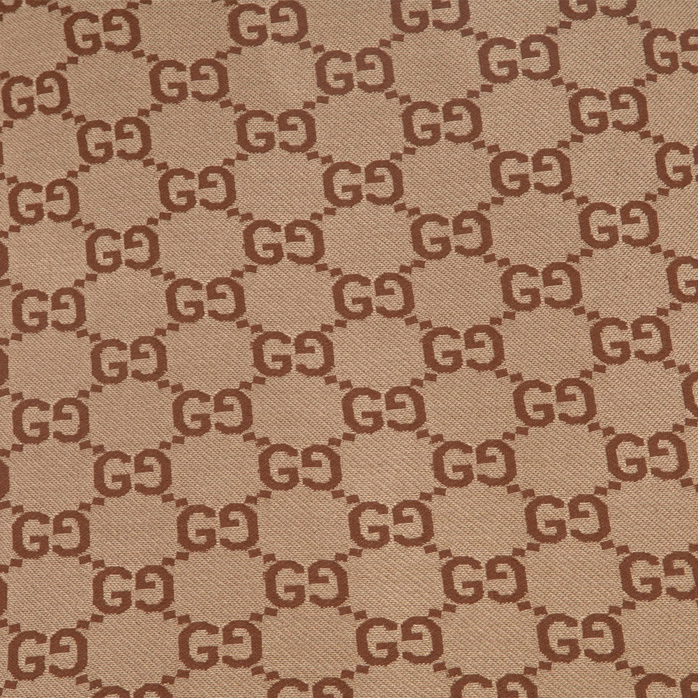 商品[国内直发] Gucci|古驰 Aria系列 老花拼接金扣短袖Polo衫 男款 卡其色,价格¥5448,第6张图片详细描述