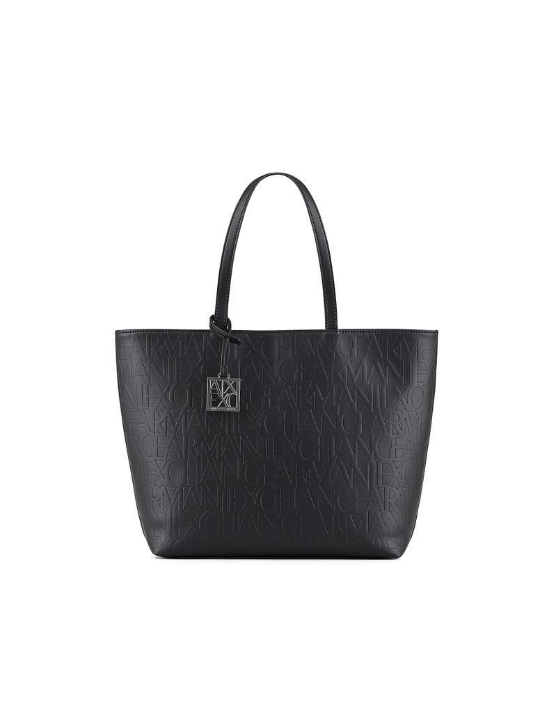 商品Armani Exchange|Black Zip-Top Shopping Bag,价格¥584,第1张图片