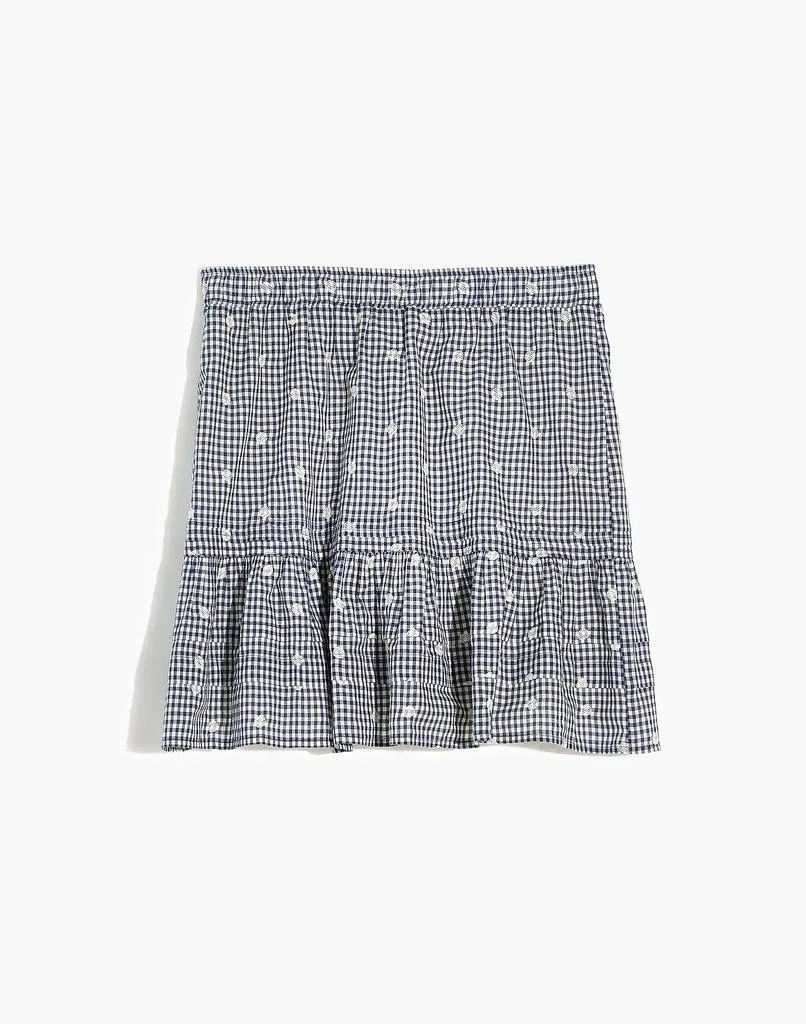 商品Madewell|Embroidered Tiered Pull-On Mini Skirt in Gingham Check,价格¥158,第4张图片详细描述