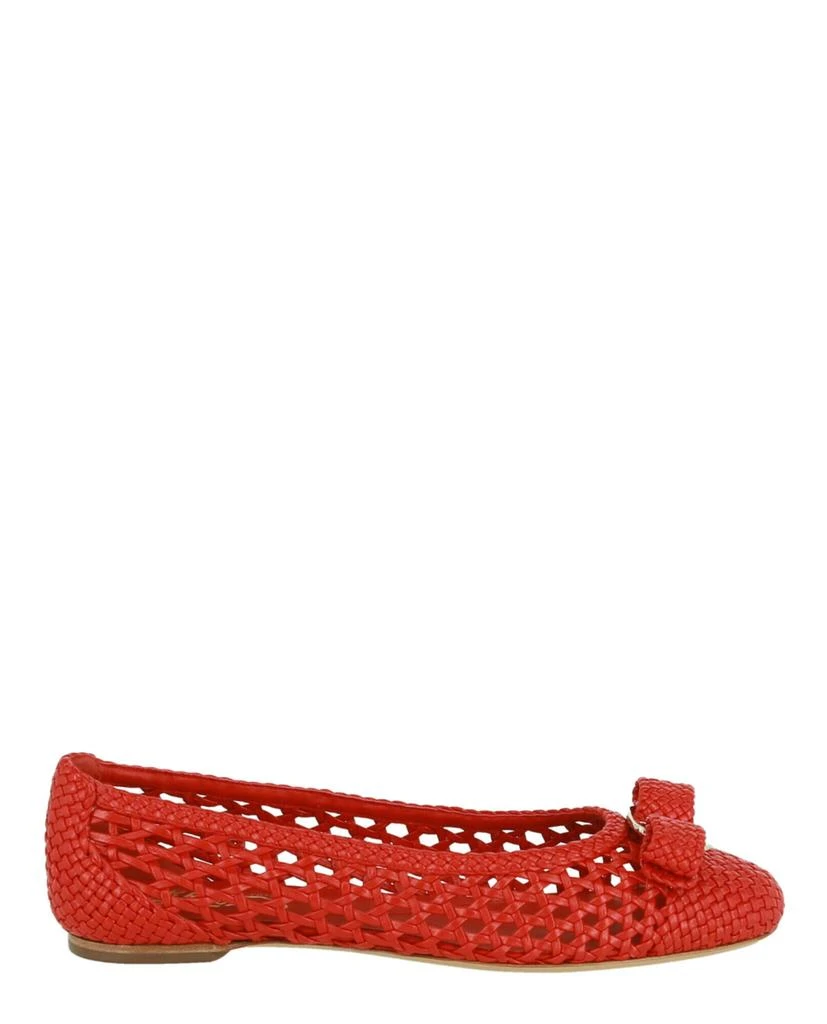 商品Salvatore Ferragamo|Varina Leather Woven Flat,价格¥2714,第1张图片