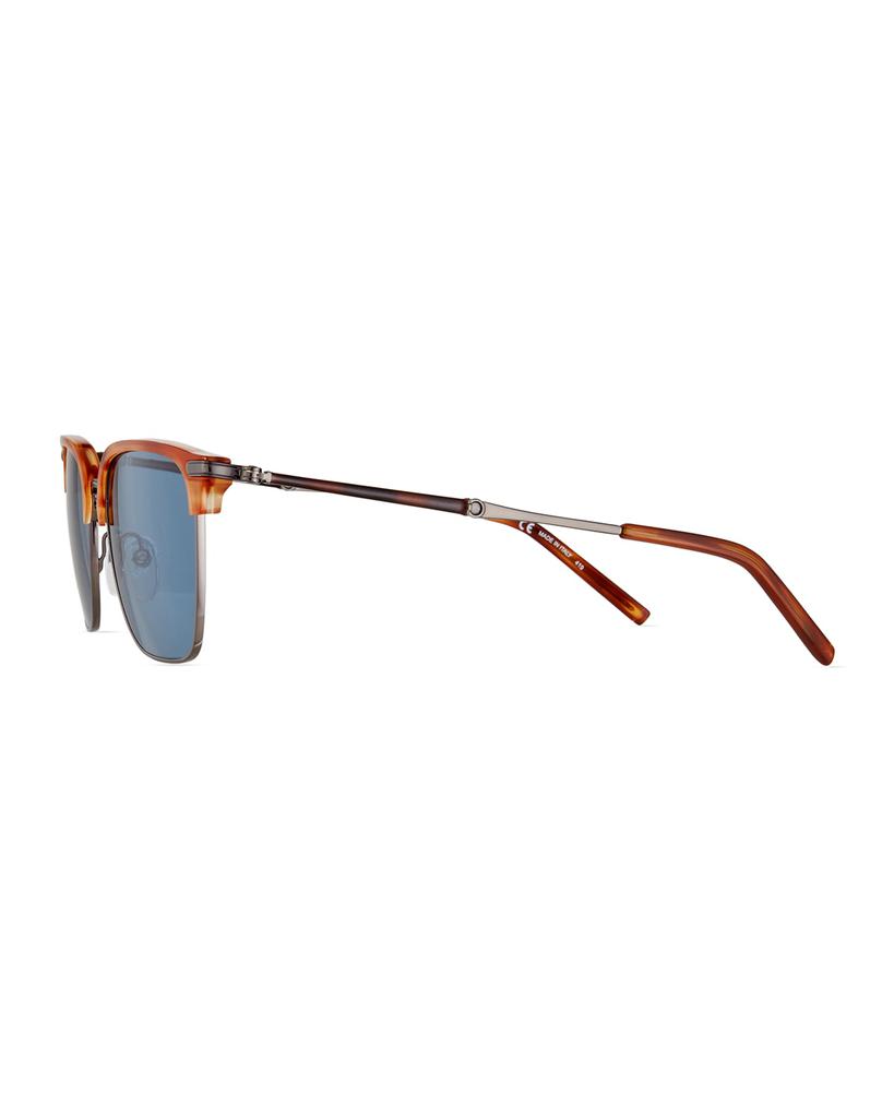 Men's Half-Rim Rectangle Metal/Acetate Sunglasses商品第3张图片规格展示