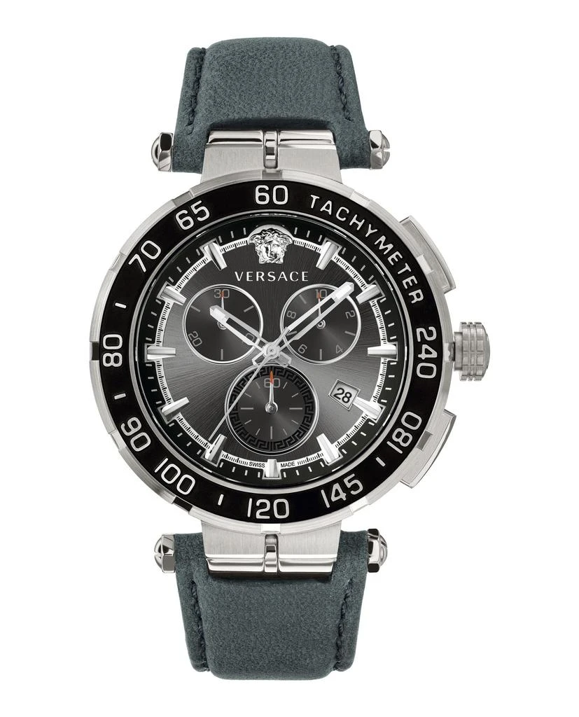 商品Versace|Greca Chrono Leather Watch,价格¥3892,第1张图片