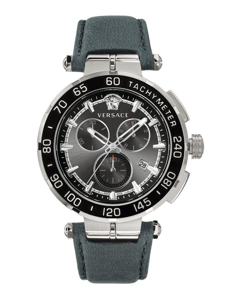 商品Versace|Greca Chrono Leather Watch,价格¥3822,第1张图片