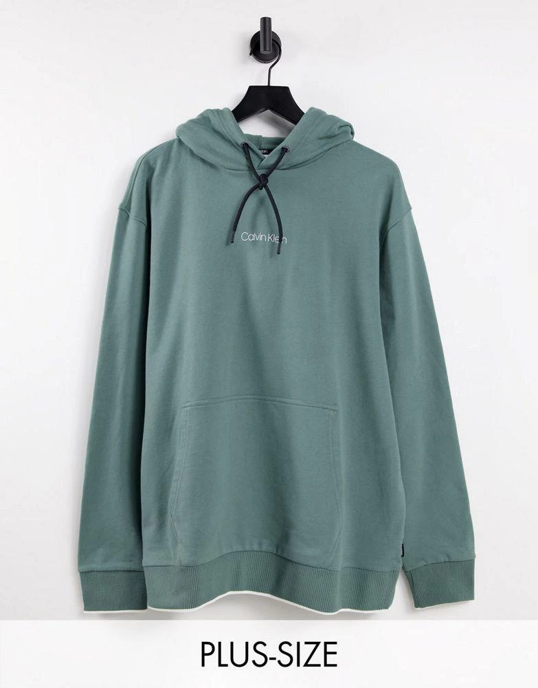 商品Calvin Klein|Calvin Klein Big & Tall Exclusive to Asos centre logo hoodie in green,价格¥605,第1张图片