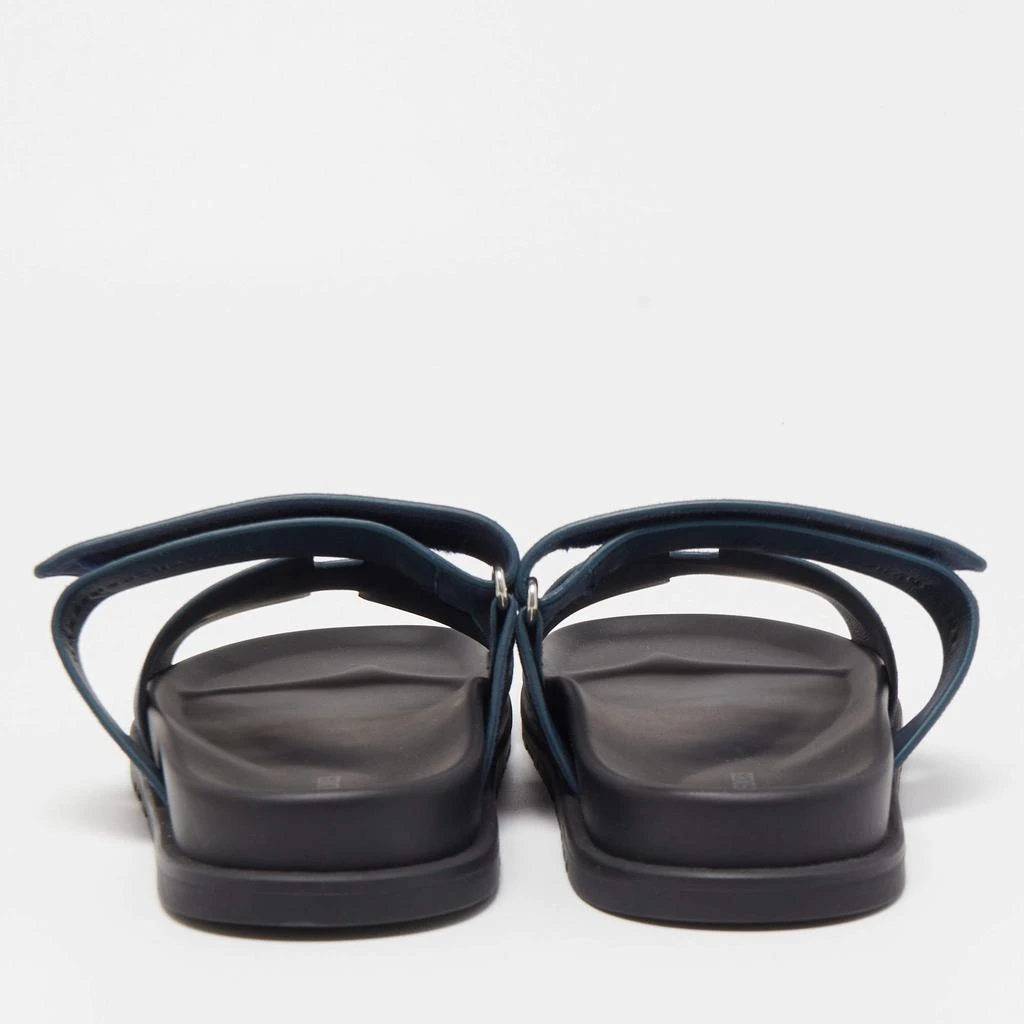 商品Hermes|Hermes Blue/Black Suede Chypre Slide Flats Size 40,价格¥10070,第5张图片详细描述