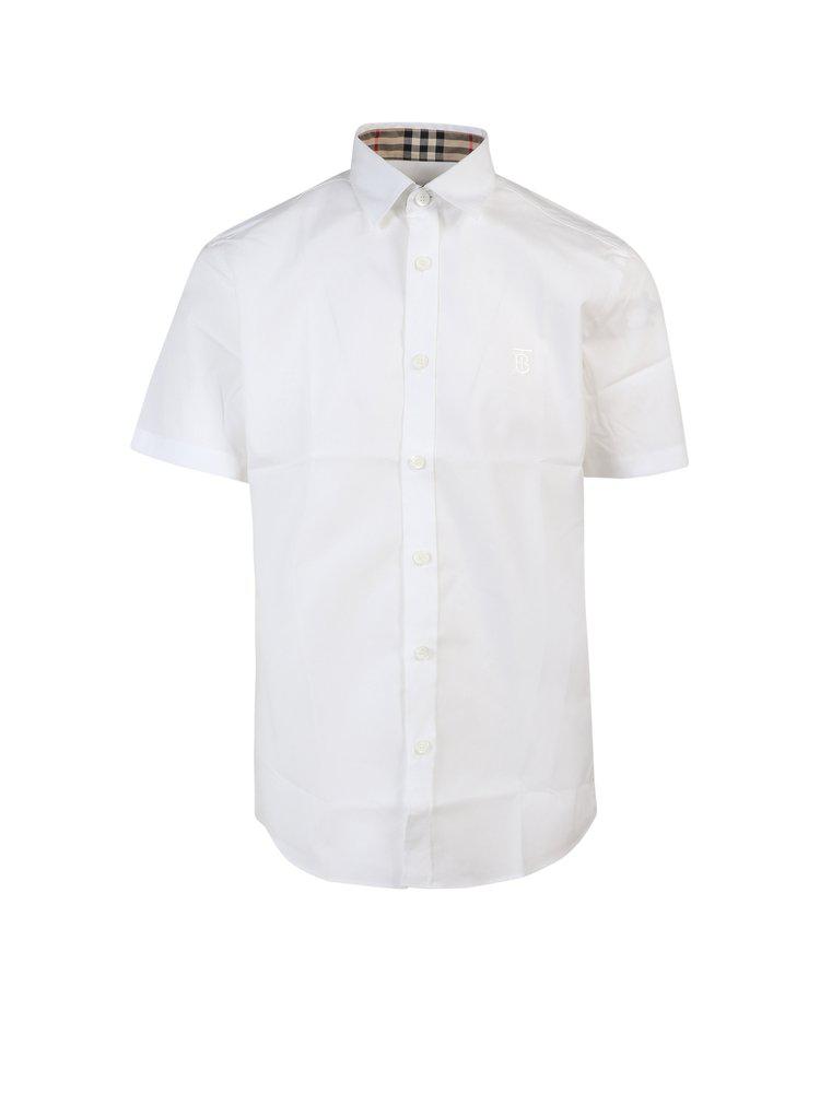 Burberry Logo Embroidered Short Sleeved Shirt商品第1张图片规格展示