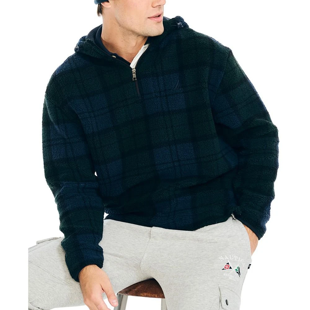 商品Nautica|Men's Plaid Quarter-Zip Fleece Hoodie,价格¥440,第3张图片详细描述