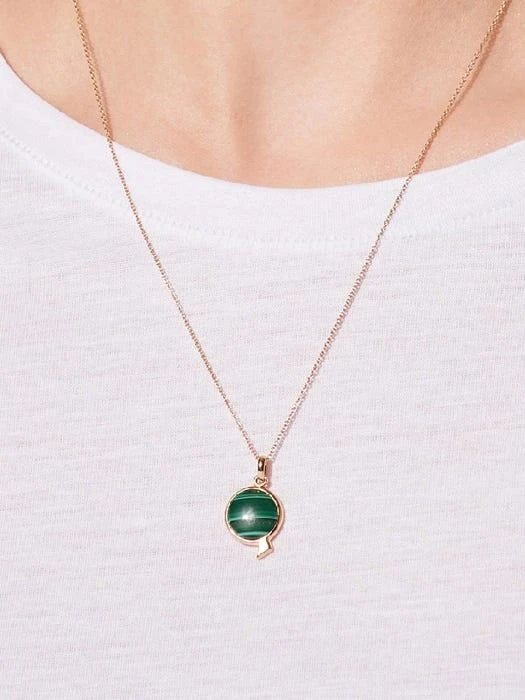 商品hyeres-lor|Peridot MS 14K YG Malachite Pendant,价格¥2550,第3张图片详细描述