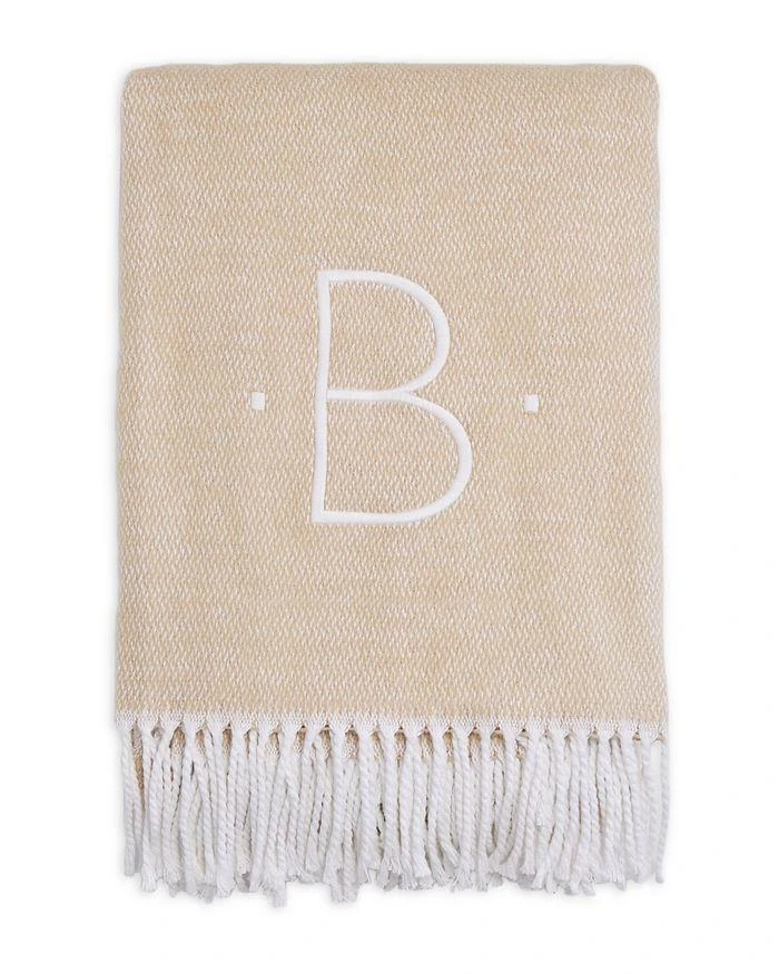 商品Matouk|Pezzo Monogrammed Fringe Throw Blanket,价格¥655,第2张图片详细描述