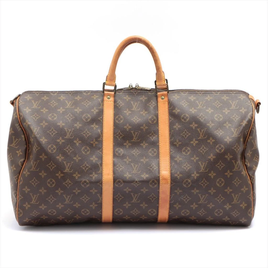 商品[二手商品] Louis Vuitton|Louis Vuitton Brown Monogram Canvas Leather Keepall 55 cm Bandouliere Duffle Bag Luggage,价格¥13458,第1张图片
