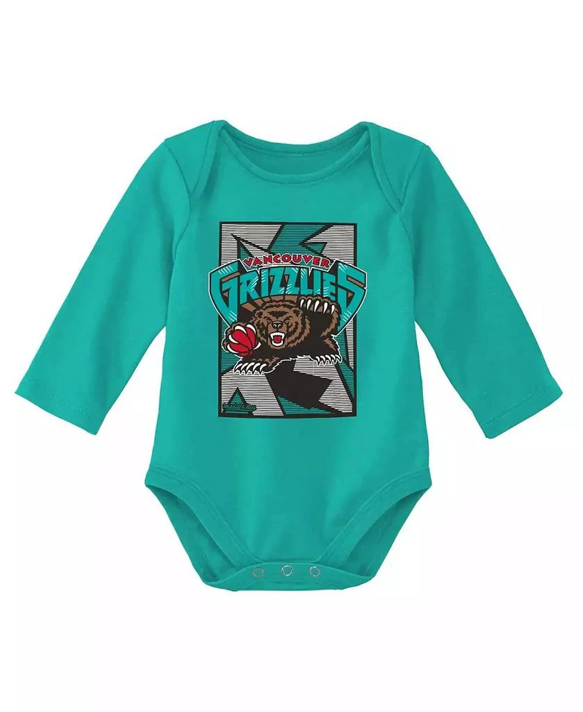 商品Mitchell & Ness|Infant Boys and Girls Black, Turquoise Vancouver Grizzlies Hardwood Classics Bodysuits and Cuffed Knit Hat Set,价格¥309,第3张图片详细描述