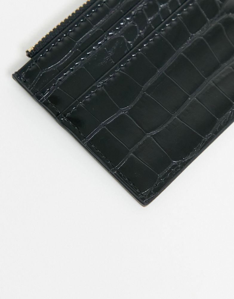 ASOS DESIGN coin purse and cardholder in black croc商品第4张图片规格展示