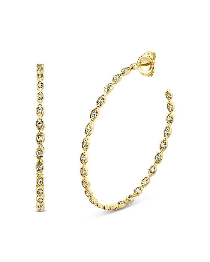 商品Sydney Evan|14K Yellow Gold Diamond Evil Eye Hoop Earrings,价格¥35043,第1张图片