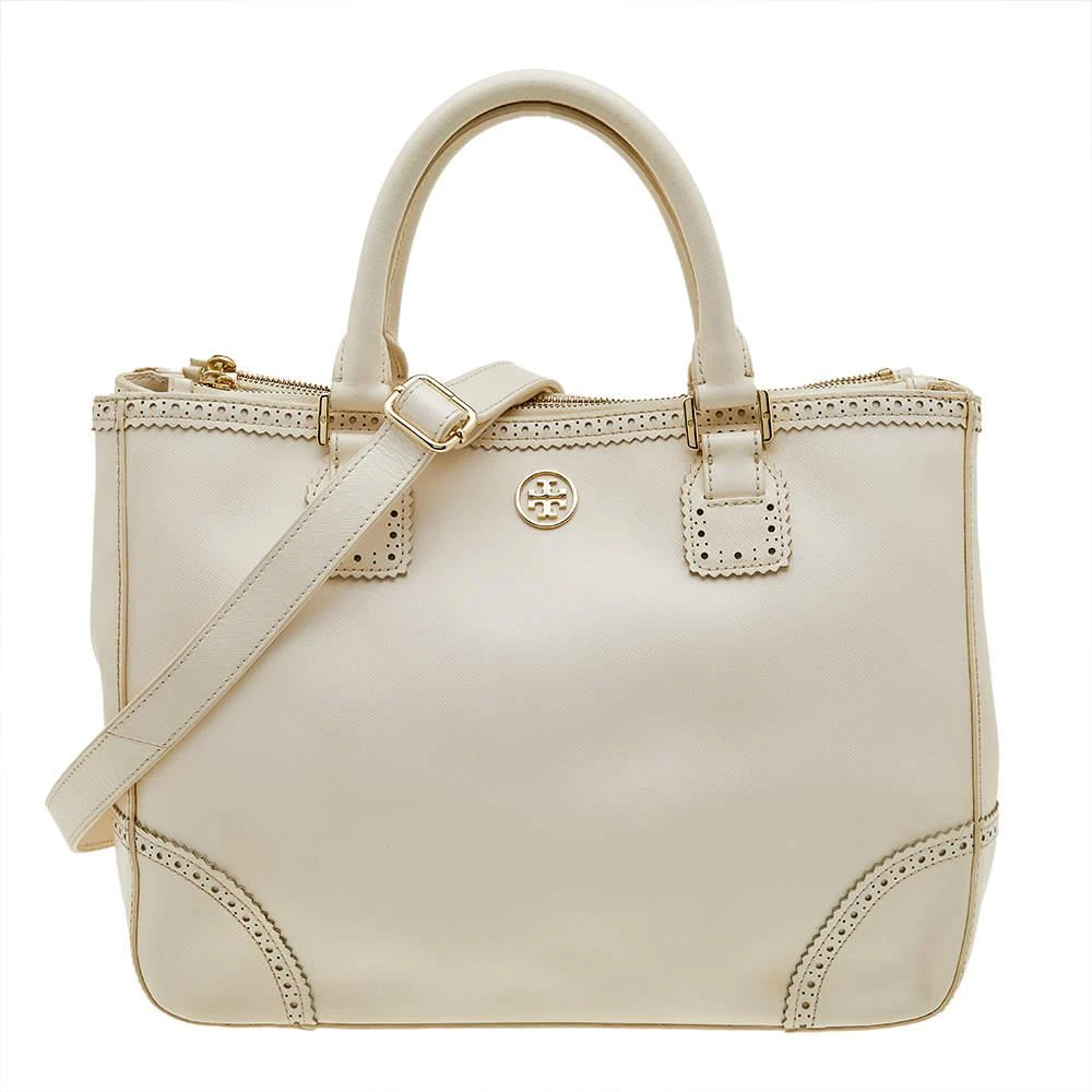 商品[二手商品] Tory Burch|Tory Burch Off White Leather Large Robinson Double Zip Tote,价格¥1363,第1张图片