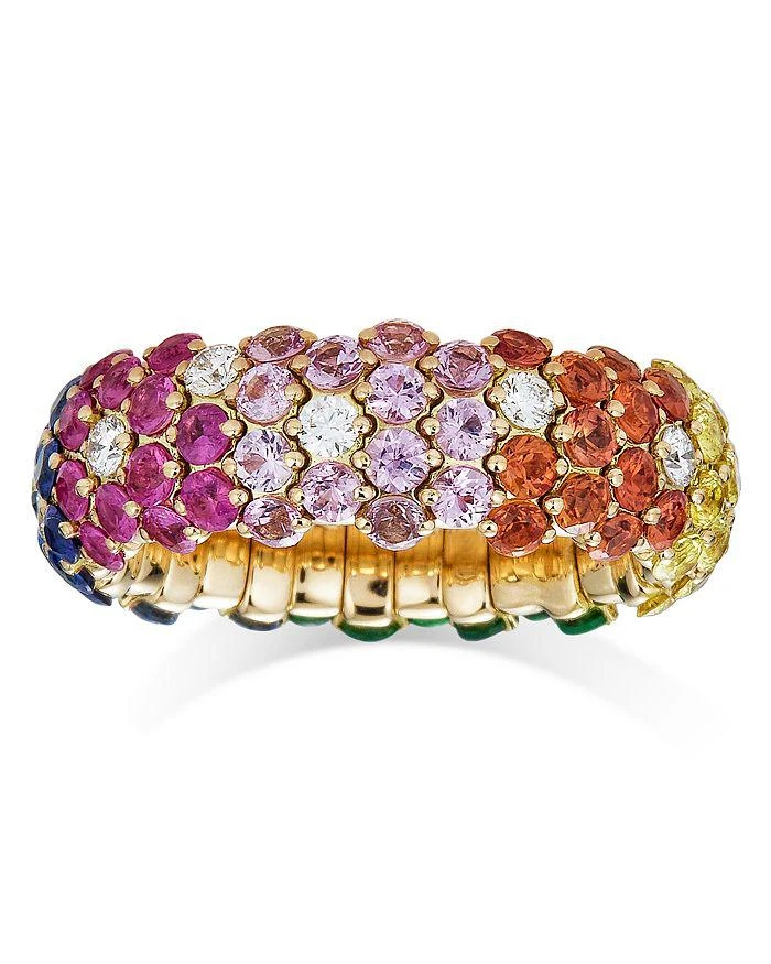 商品ZYDO|18K Rose Gold Stretch Rainbow Sapphire & Diamond Band Ring,价格¥36625,第2张图片详细描述
