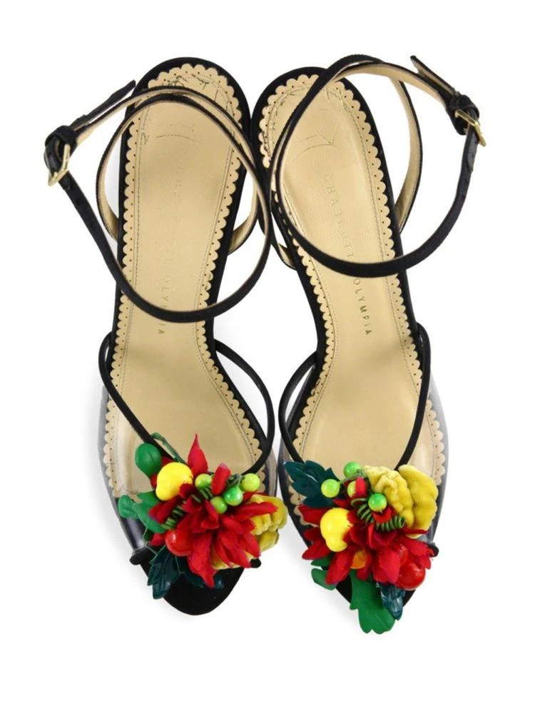 商品Charlotte Olympia|热带花朵丝绸系带高跟凉鞋,价格¥2207,第4张图片详细描述