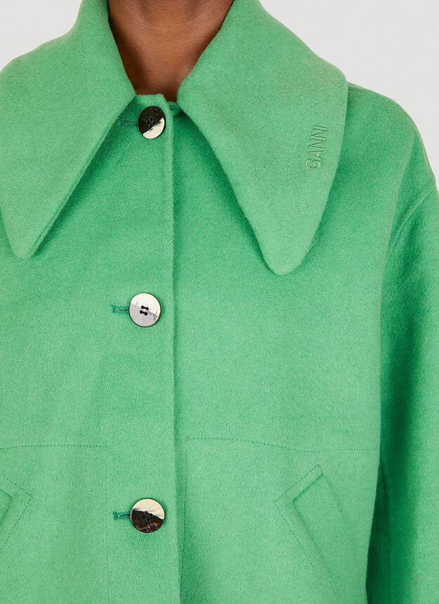 Oversized Collar Jacket in Green商品第5张图片规格展示