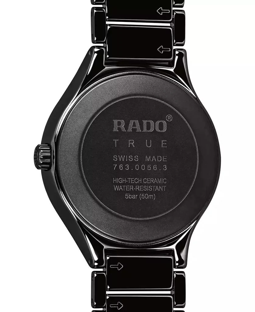 商品Rado|Unisex Swiss Automatic True Black Diamond Accent Ceramic Bracelet Watch 40mm R27056712,价格¥15722,第3张图片详细描述