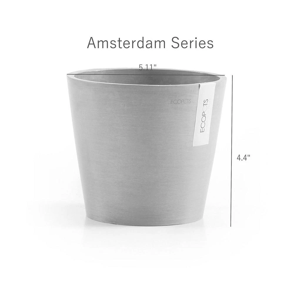 商品ECOPOTS|Amsterdam Round Plastic Flower Pot, Pure White, 5",价格¥104,第3张图片详细描述