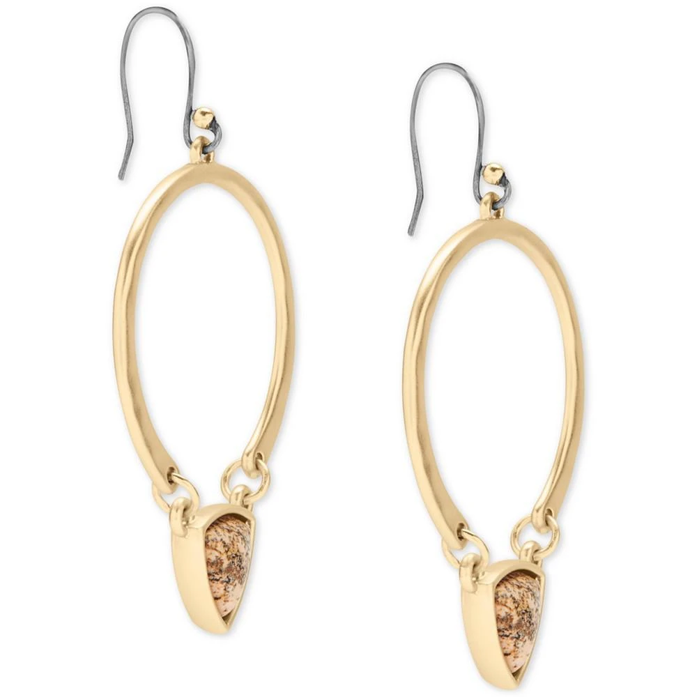 商品Lucky Brand|Gold-Tone Cabochon Gemstone Open Drop Earrings,价格¥152,第4张图片详细描述