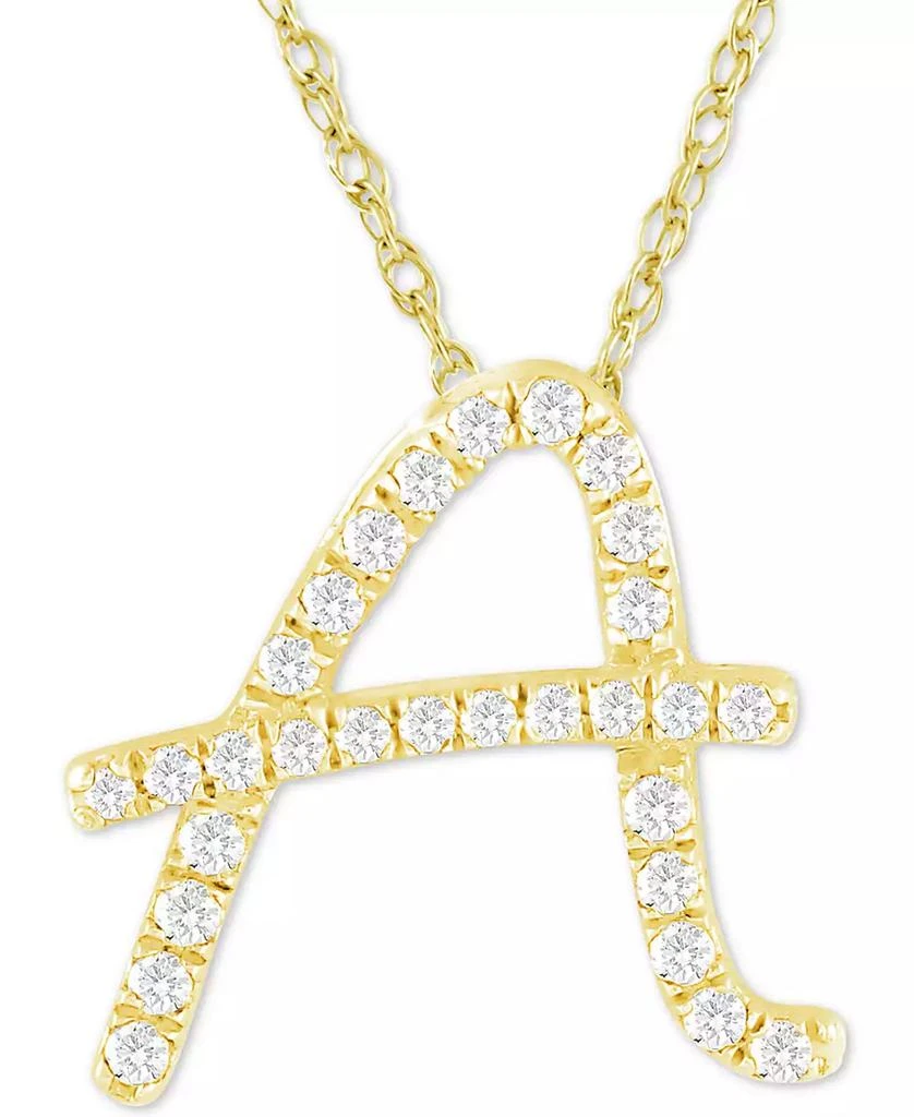 商品Macy's|Diamond Initial Pendant Necklace (1/10 ct. t.w.) in 14k Gold Over Sterling Silver, 16" + 2" Extender,价格¥935,第1张图片