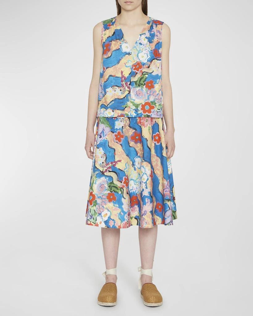 商品Marni|Floral Painting-Print Sleeveless Cotton Blouse,价格¥3784,第1张图片