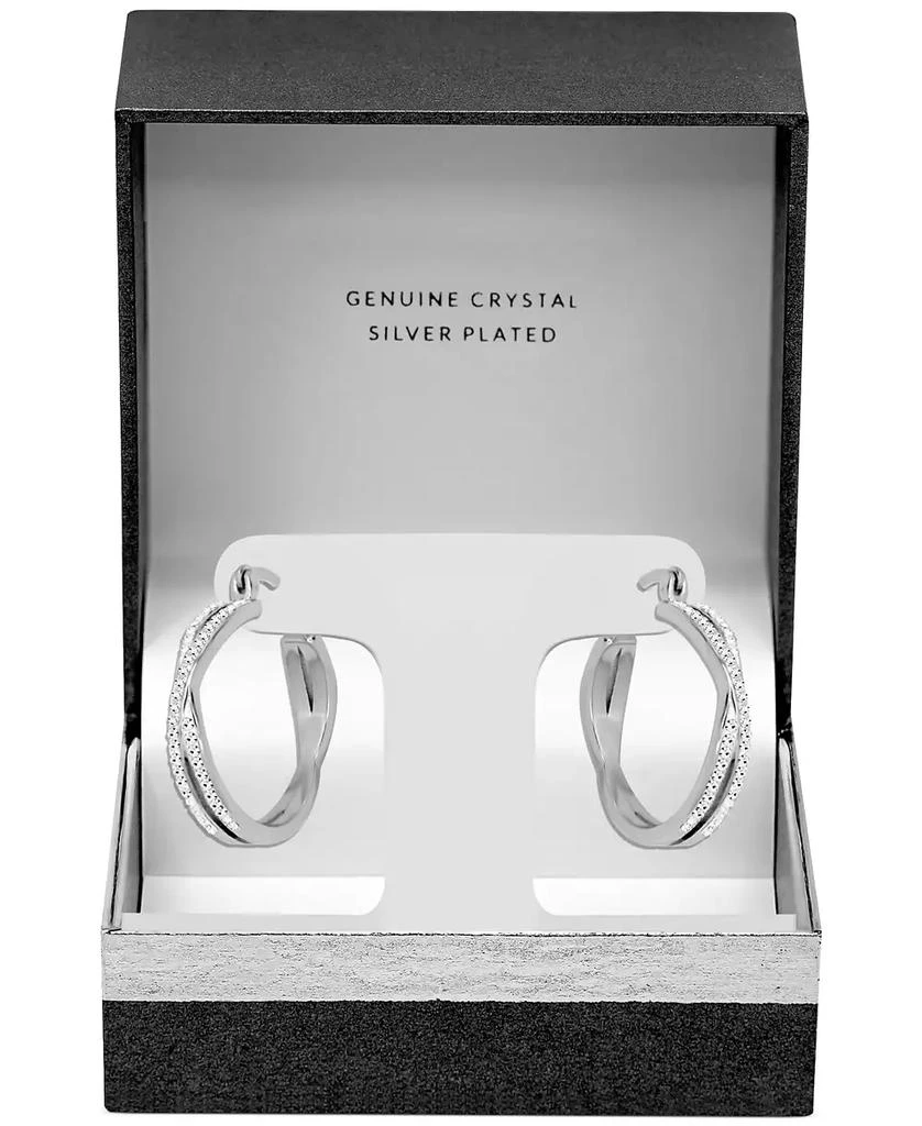 商品Essentials|Crystal Small Crossover Hoop Earrings, 0.95" in Silver Plate or Gold Plate,价格¥379,第3张图片详细描述