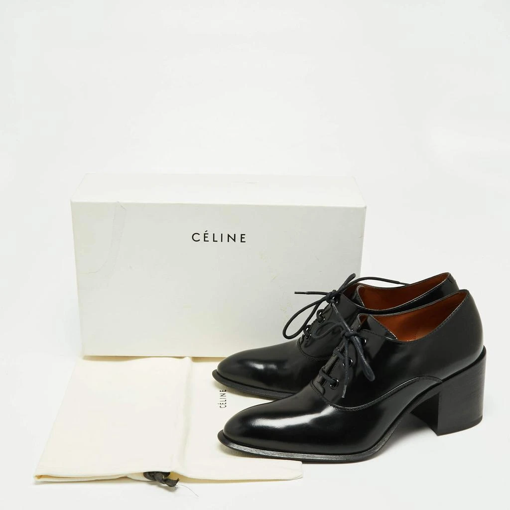 Celine Black Glossy Leather Lace Up Heel Derby Size 41 商品