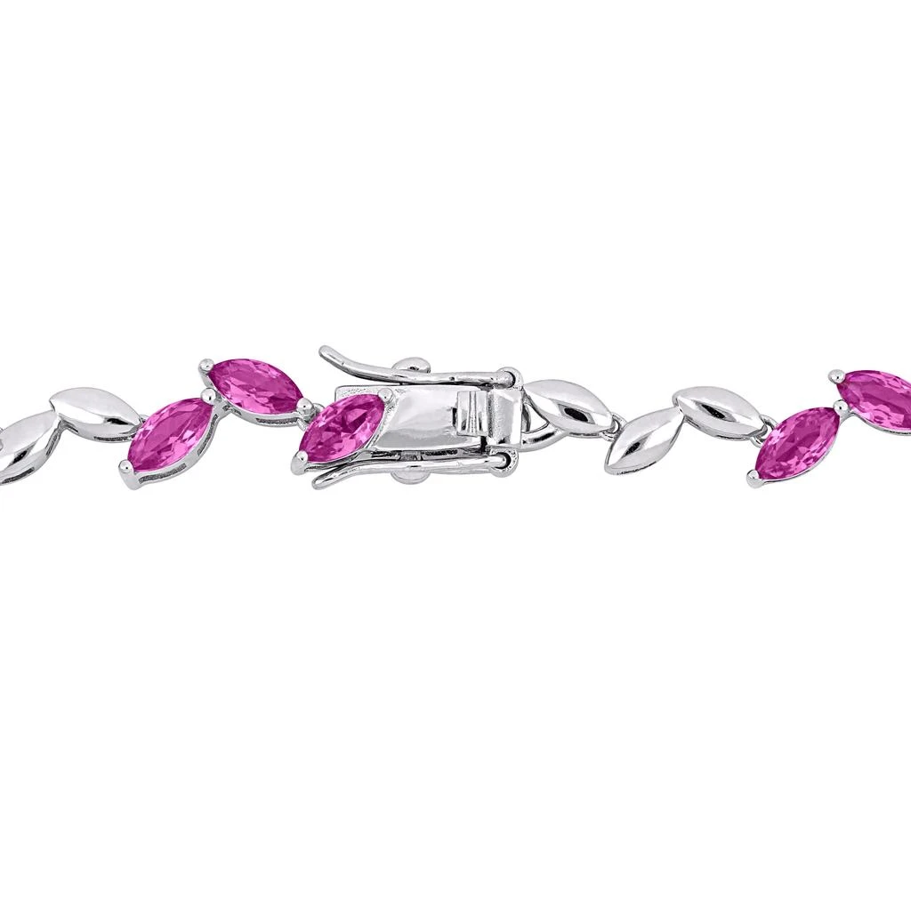 商品Mimi & Max|29 7/8ct TGW Created Pink Sapphire Leaf Necklace and Bracelet Set Sterling Silver,价格¥1067,第5张图片详细描述