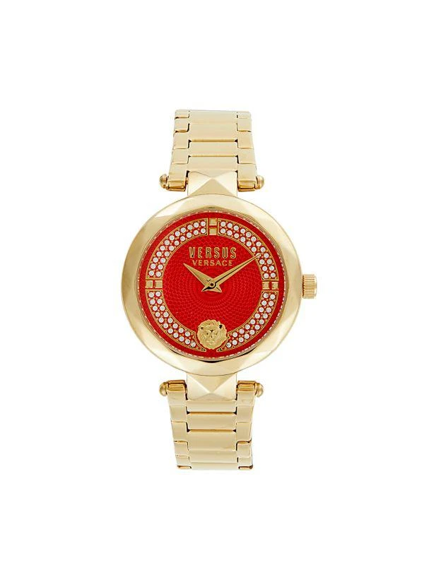 商品Versus Versace|39MM Ion Plated Yellow Gold Stainless Steel & Crystal Bracelet Watch,价格¥1087,第1张图片