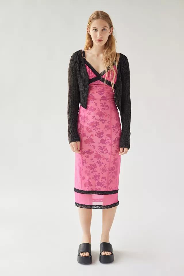 UO Olivia Mesh Lace-Trim Midi Dress商品第1张图片规格展示