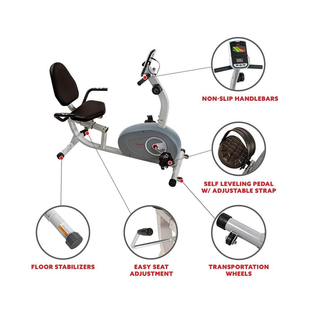 商品Sunny Health & Fitness|Magnetic Recumbent Exercise Bike, Sf-Rb4905,价格¥4011,第4张图片详细描述