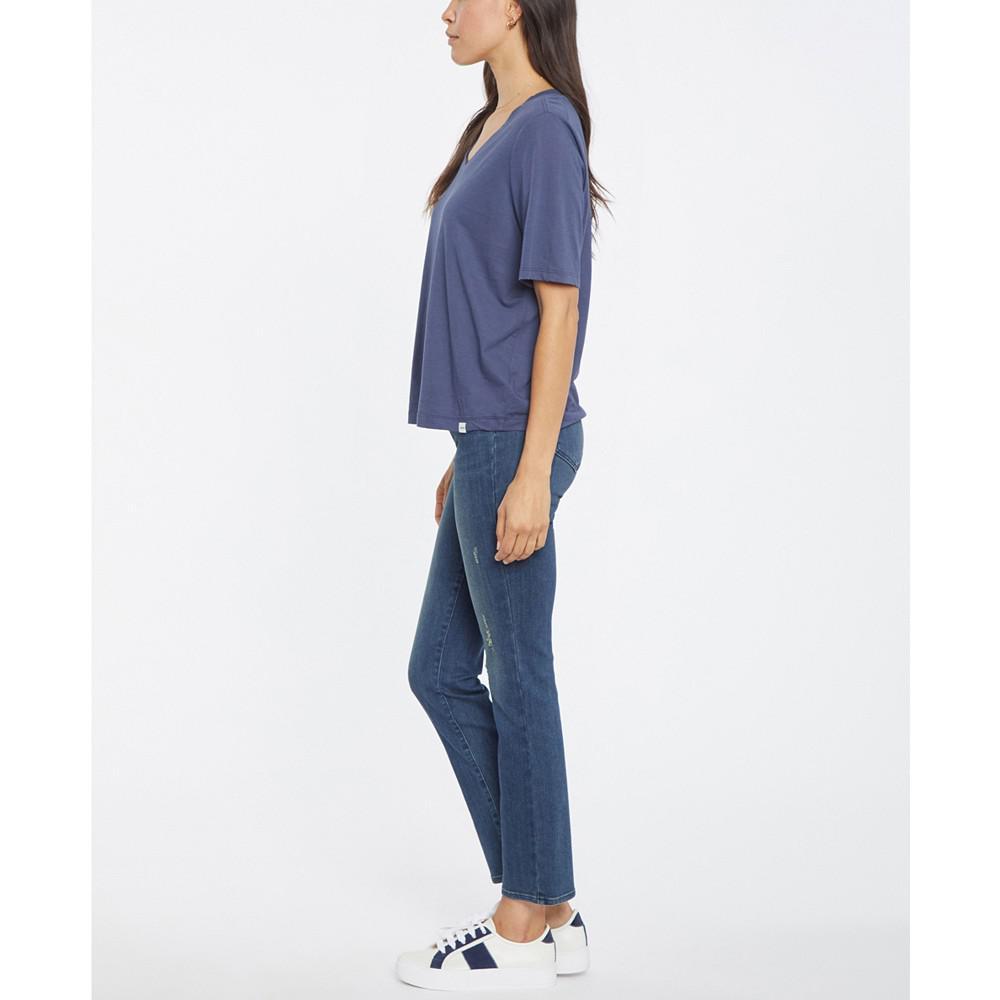 商品NYDJ|Women's Essential Short Sleeve V-Neck Tee,价格¥273,第7张图片详细描述