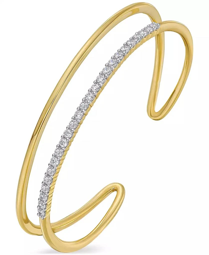 商品Macy's|Diamond Open Cuff Bangle Bracelet (1 ct. t.w.) in 14k Gold-Plated Sterling Silver,价格¥17805,第3张图片详细描述