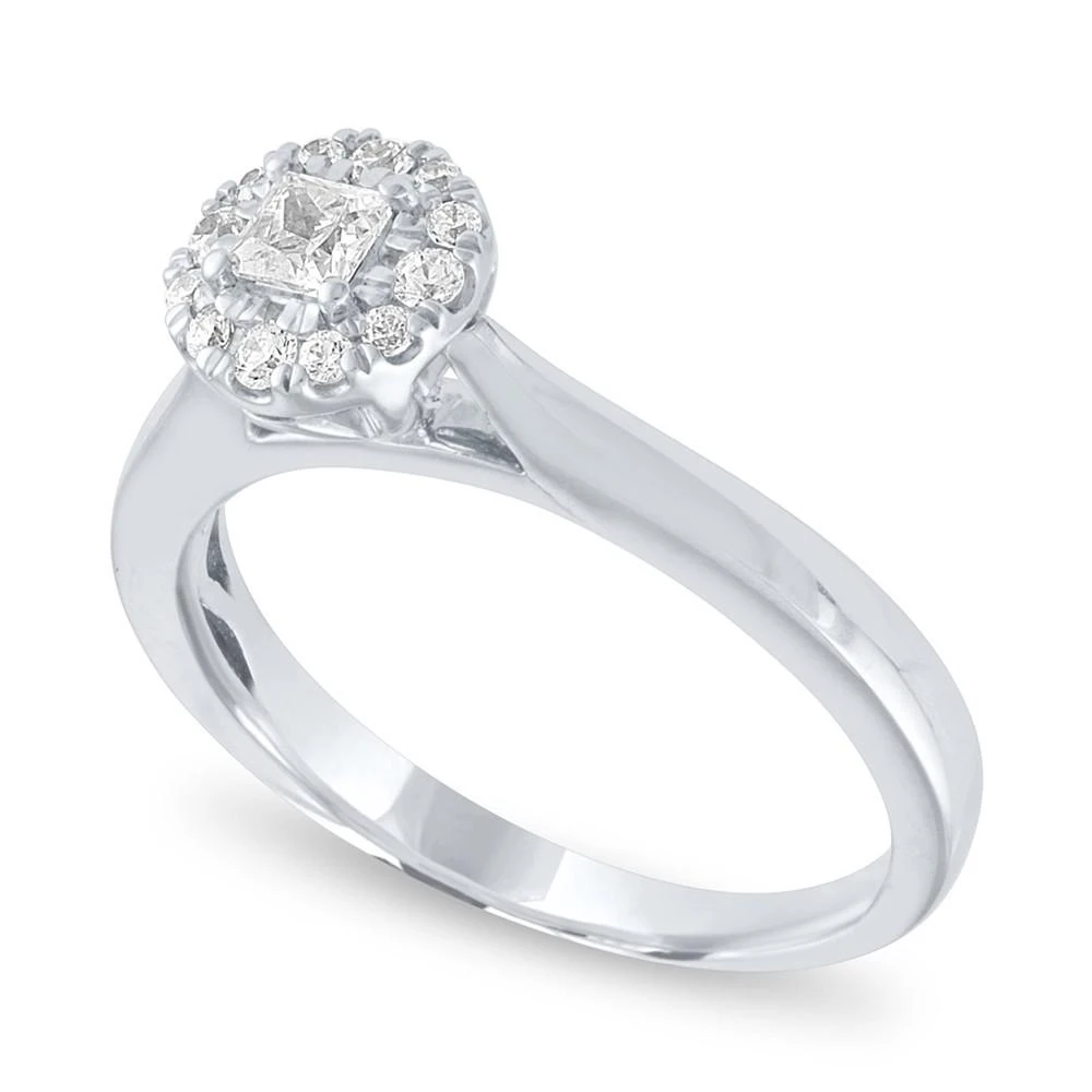 商品Macy's|Diamond Round Halo Ring (1/3 ct. t.w.) in 14k White Gold,价格¥8222,第1张图片
