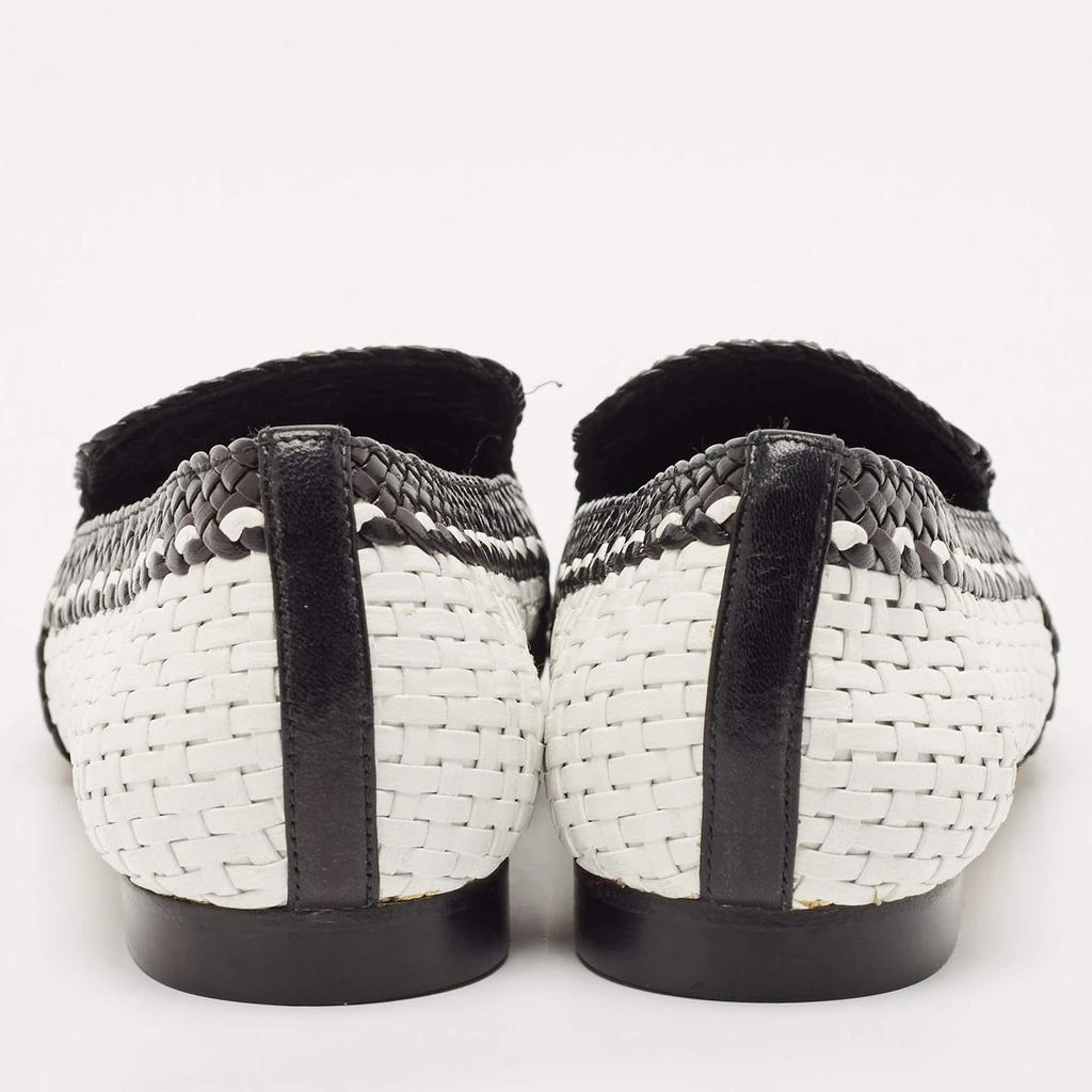 商品[二手商品] Stuart Weitzman|Stuart Weitzman Black/White Woven Leather Riviera Smoking Slippers Size 34.5,价格¥2065,第5张图片详细描述