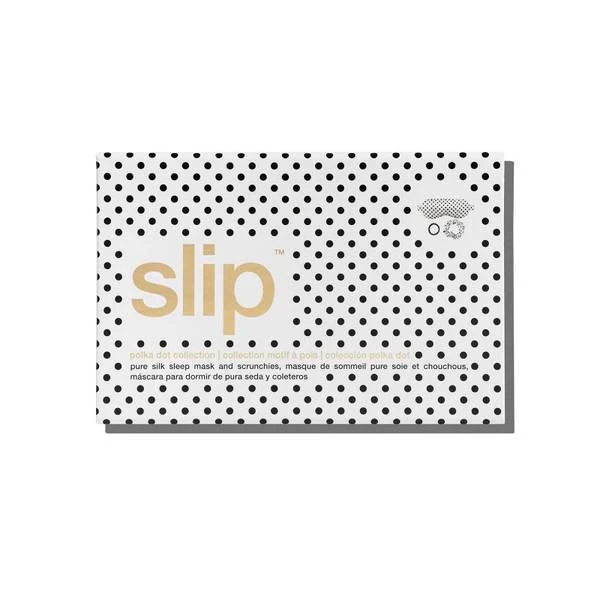 商品Slip|Slip Polka Dot Sleep Mask, Large Polka Dot Scrunchie and Black Skinny Scrunchie Gift Set,价格¥495,第1张图片