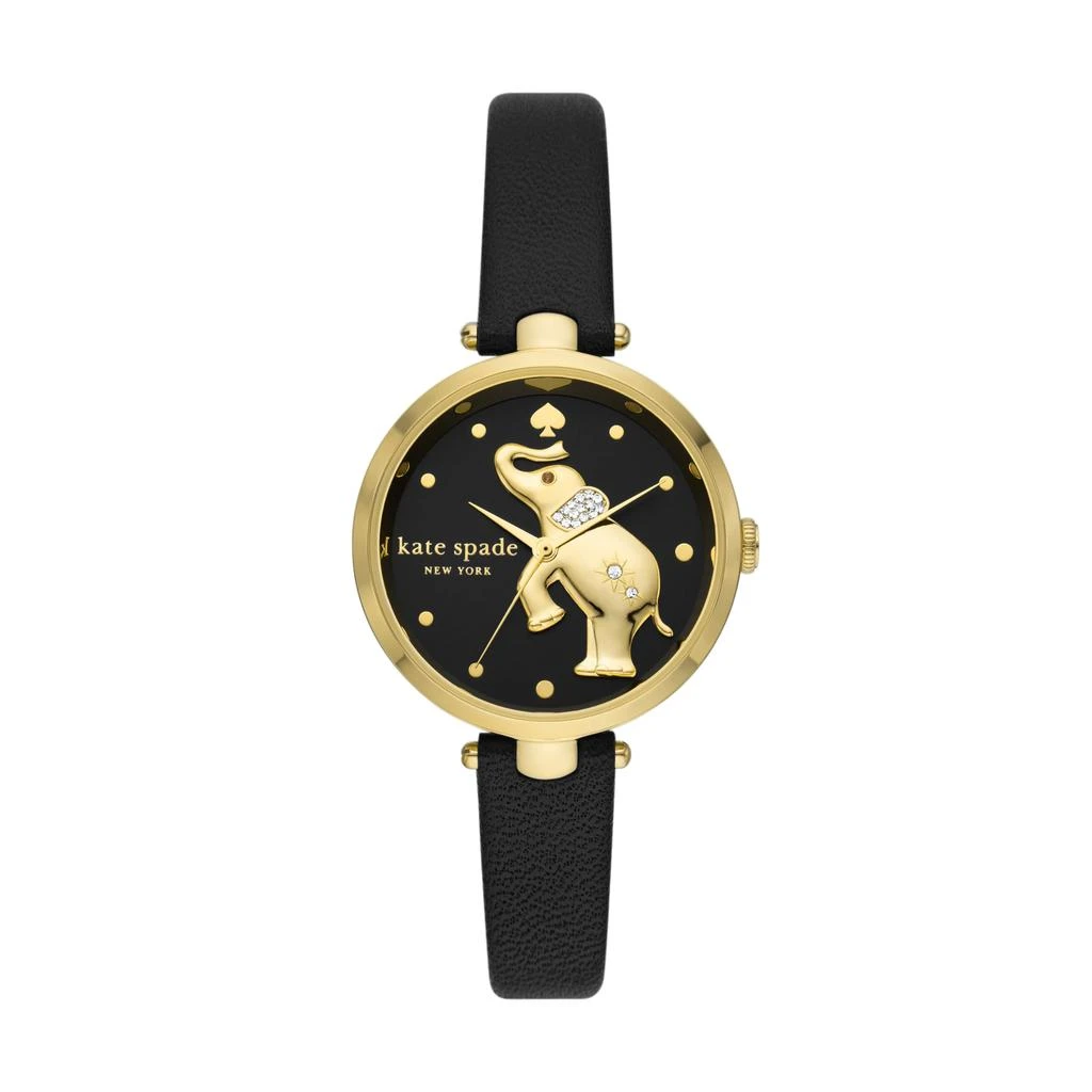 商品Kate Spade|Holland Black Leather Watch - KSW1813,价格¥1492,第1张图片