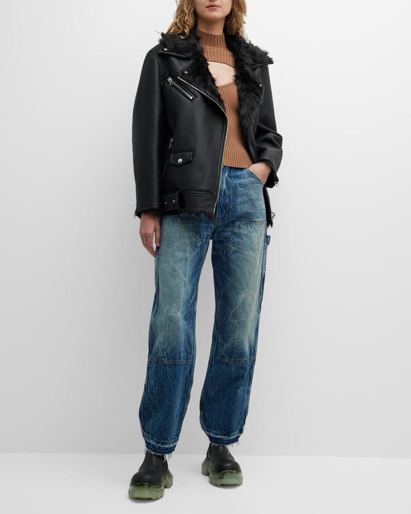 Carrie Faux Shearling Biker Jacket商品第3张图片规格展示