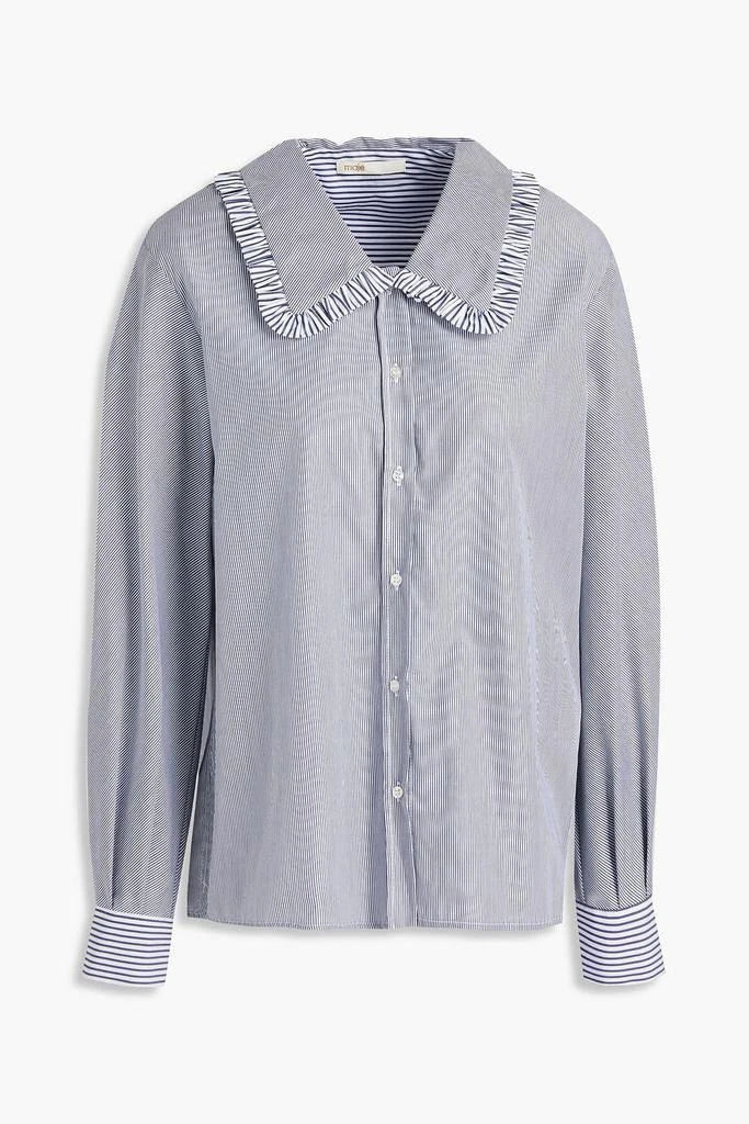 商品Maje|Civial ruffle-trimmed striped cotton-poplin shirt,价格¥1002,第3张图片详细描述