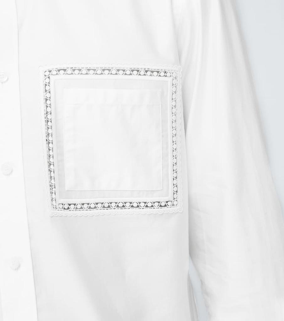 棉质蕾丝细节牛津长袖衬衫商品第6张图片规格展示