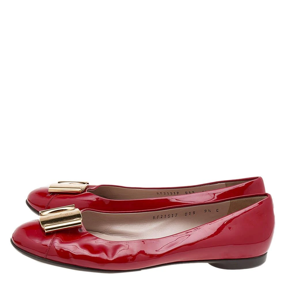 商品[二手商品] Salvatore Ferragamo|Salvatore Ferragamo Red Patent Leather Sun Ballet Flats Size 40,价格¥3050,第4张图片详细描述