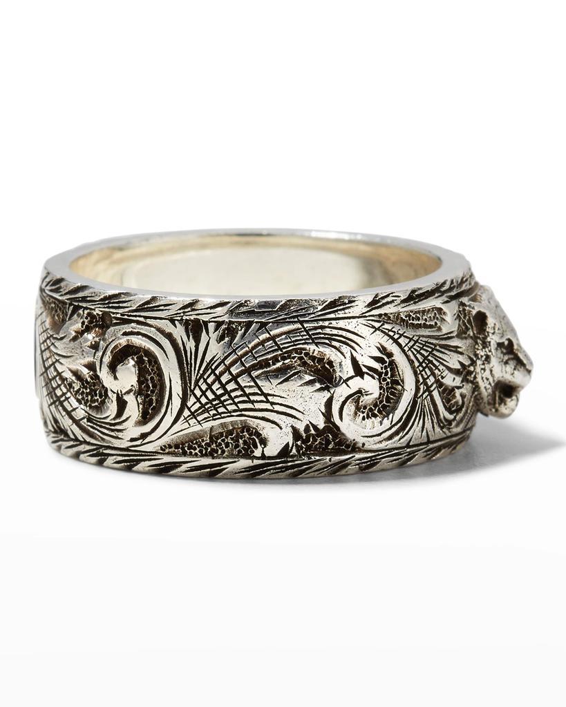 商品Gucci|Men's Gatto Aged Sterling Silver Ring, Size 9-11,价格¥2384,第5张图片详细描述
