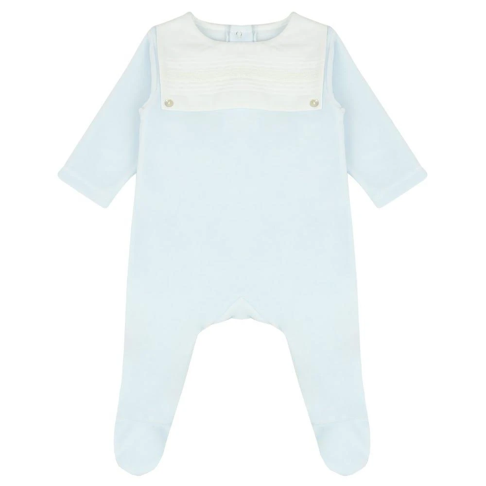 商品Laranjinha|Blue & White Poplin Bib Velour Romper,价格¥155,第1张图片