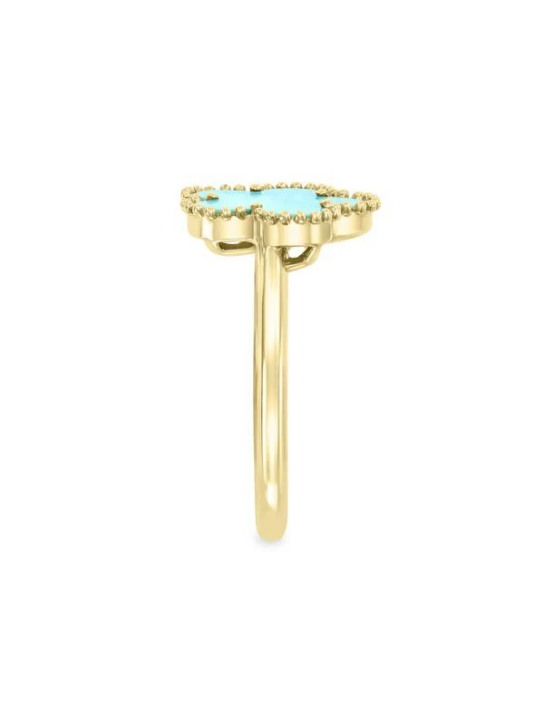 商品Effy|14K Yellow Gold & Turquoise Floral Ring,价格¥4963,第2张图片详细描述