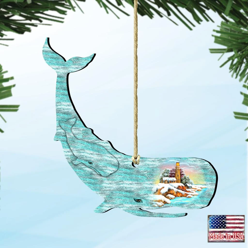 商品Designocracy|Designocracy Whale Scenic Wood Christmas Ornaments Set of 2 G.DeBrekht Coastal,价格¥207,第1张图片