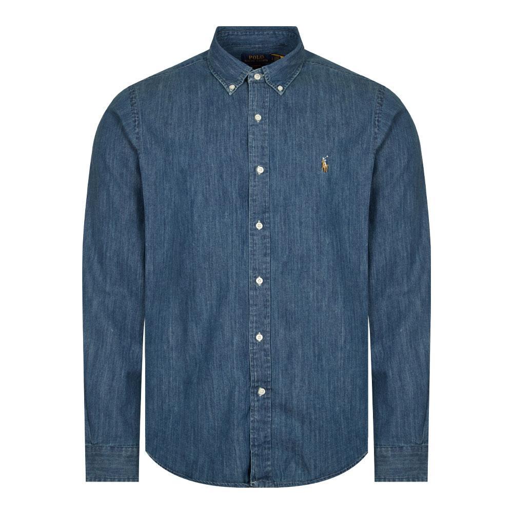 商品Ralph Lauren|Polo Ralph Lauren Custom Fit Denim Shirt - Navy,价格¥1043,第1张图片