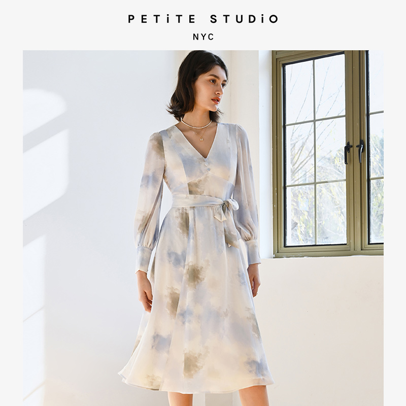 Blythe水彩丝质浪漫氛围感V领连衣裙 | Blythe Dress - Watercolor商品第3张图片规格展示