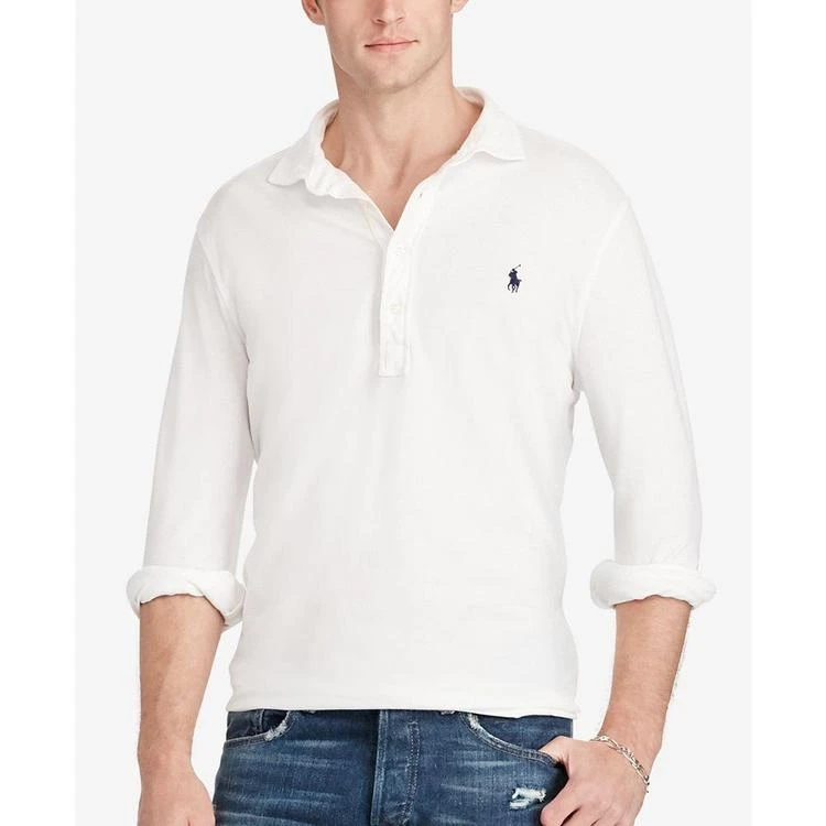 商品Ralph Lauren|Men's Long-Sleeve Featherweight Cotton Mesh Polo,价格¥376,第1张图片